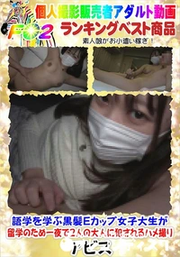 【語学を学ぶ黒髪Eカップ女子大生が留学のため一夜で2人の大人に犯されるハメ撮り】の一覧画像